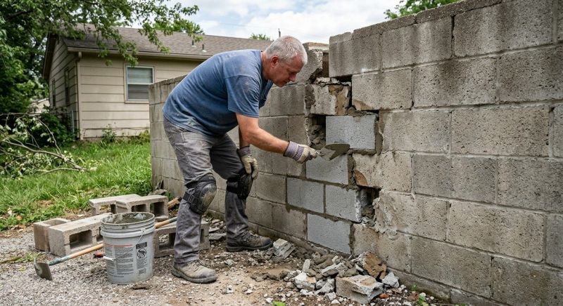 Cinder Block Wall Repair in Dunedin, FL