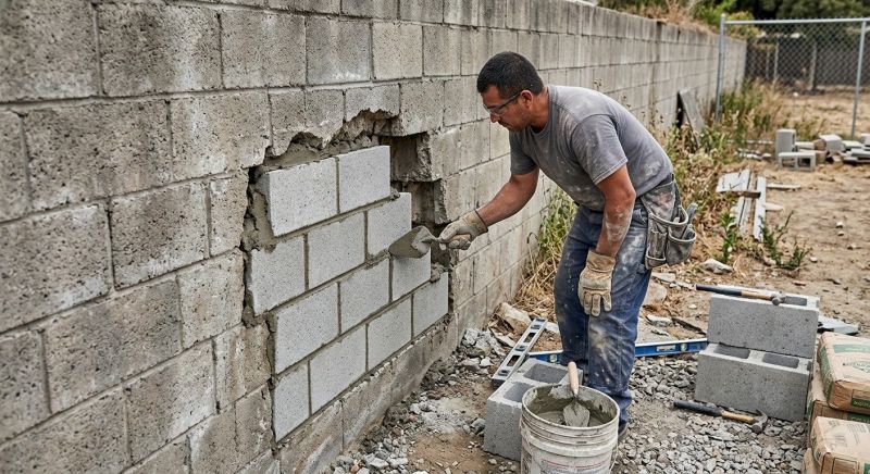Cinder Block Wall Repair in Oldsmar, FL